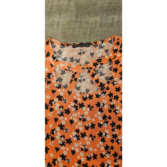 Adrienne Vittadini Womens Top, Sz. Large Blouse. Orange floral print - Picture 2 of 4